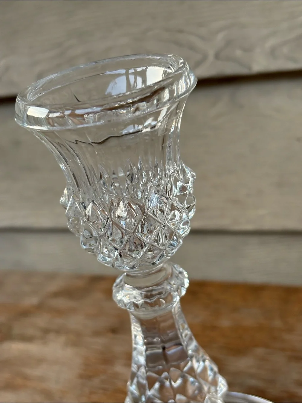 Pair of Cristal d'Arques Longchamp crystal candlesticks